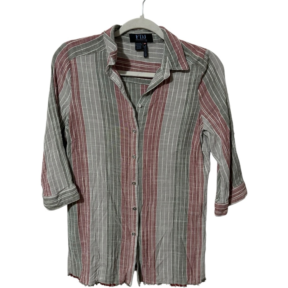 FDJ Women's Size 4 French Dressing Jeans Striped Button Up Top Collared